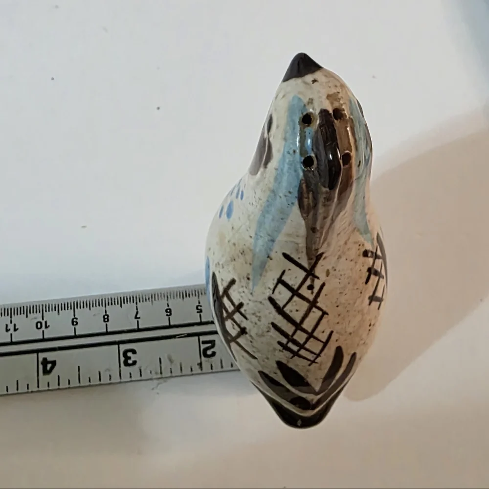 Vtg Redwing Pottery Quail Salt Shaker SINGLE Cream Brown Blue Glazed